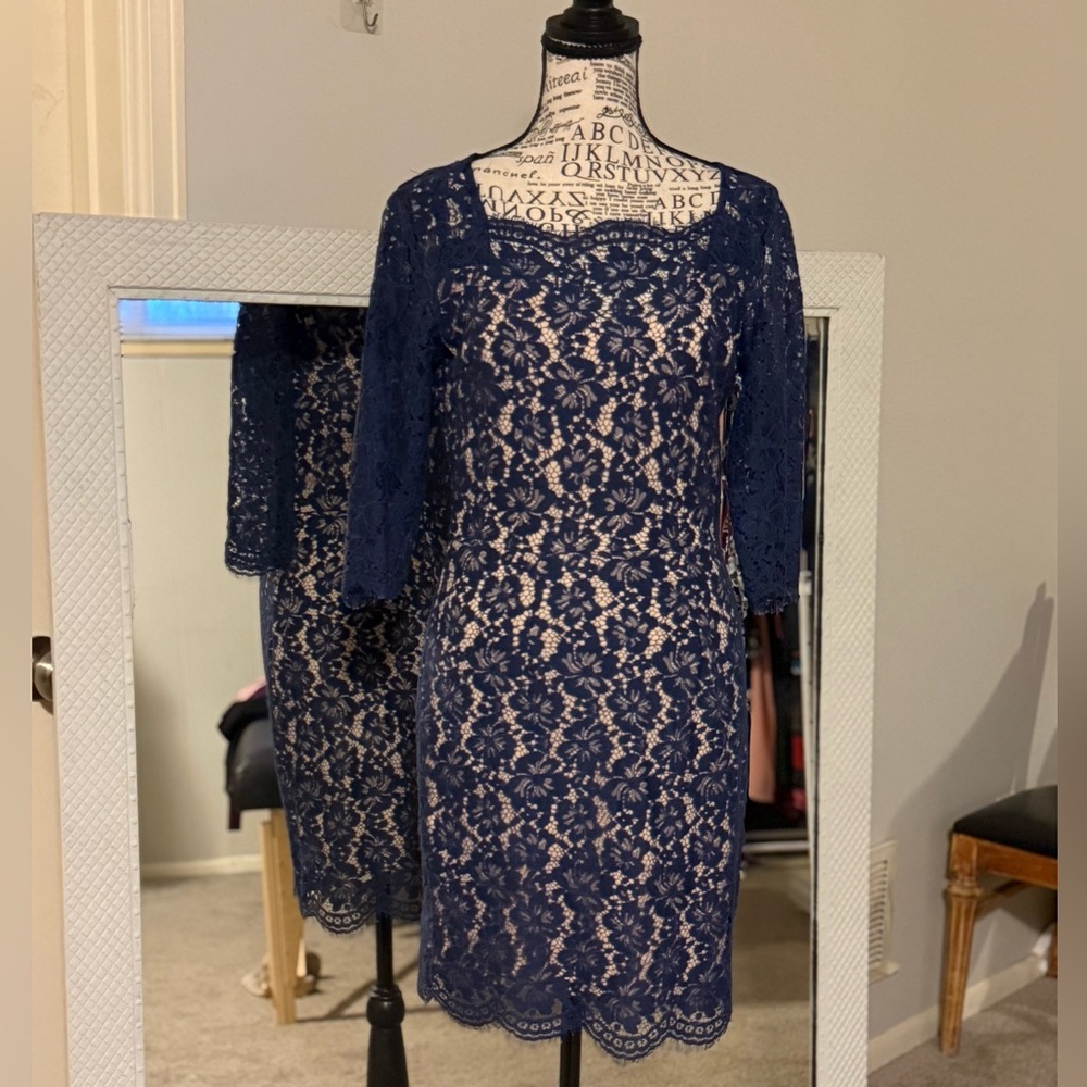 Soieblu Navy Lace Midi Dress
